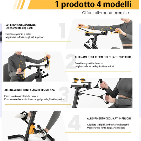 Pedaliera Allenamento Braccia Gambe Cyclette Fitness Riabilitazione Anziani