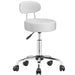 Sgabello Lavoro 5Ruote Girevole in Acciaio Schienale Alto Altezza Regolabile Bianco