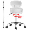 Sgabello Lavoro 5Ruote Girevole in Acciaio Schienale Alto Altezza Regolabile Bianco