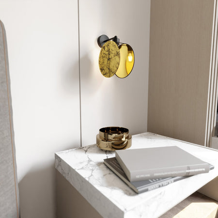 Applique 1 Luce Moderna Motif In Acciaio Effetto Marmo Bianco