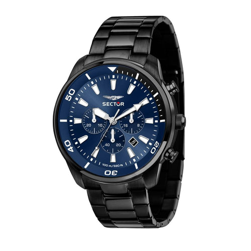 Orologio Sector Oversize crono acciaio nero / blu - 48 mm