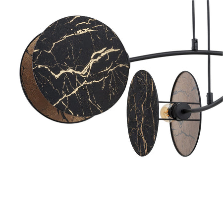 Lampada A Sospensione 4 Luci Moderna Motif In Acciaio Effetto Marmo Nero