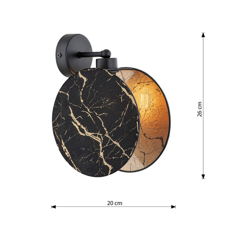 Applique 1 Luce Moderna Motif In Acciaio Effetto Marmo Nero