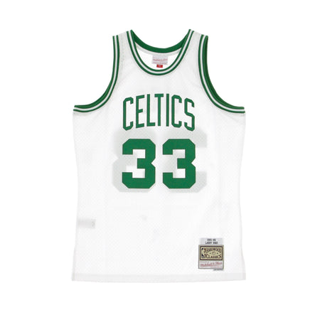 MITCHELL &amp; NESS Canotta Basket Uomo Nba Swingman Jersey Hardwood Classics No 33 Larry Bird 1985-86 Boscel Home Original Team Colors da uomo