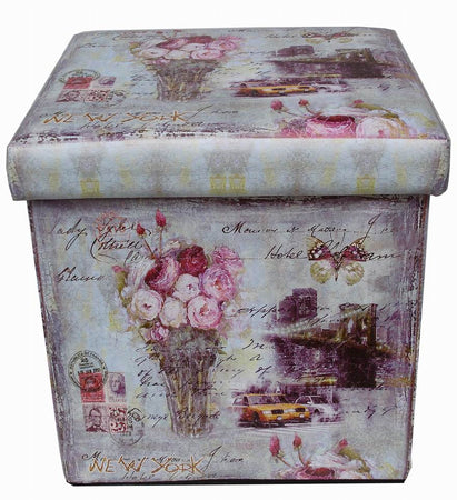 Biscottini Pouf contenitore richiudibile in ecopelle New York Praticissimo 32x32x32