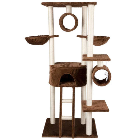 Tiragraffi Albero Gatti in Sisal Parco Giochi Tira Graffi 50x70 H 165cm Marrone Beige