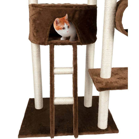 Tiragraffi Albero Gatti in Sisal Parco Giochi Tira Graffi 50x70 H 165cm Marrone Beige