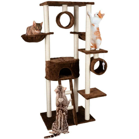 Tiragraffi Albero Gatti in Sisal Parco Giochi Tira Graffi 50x70 H 165cm Marrone Beige