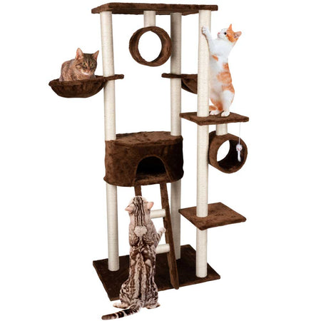 Tiragraffi Albero Gatti in Sisal Parco Giochi Tira Graffi 50x70 H 165cm Marrone Beige