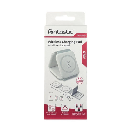 Stazione di Ricarica Wireless Qi Magnetica Pieghevole per Smartphone e Smartwatch