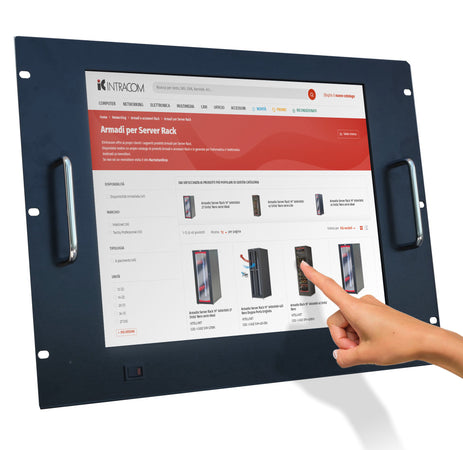 Monitor LCD 17'' Touch Screen per Rack 19'' 8 Unit&agrave Nero