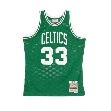 MITCHELL &amp; NESS Canotta Basket Uomo Nba Swingman Jersey Hardwood Classics No 33 Larry Bird 1985-86 Boscel Road Original Team Colors da uomo