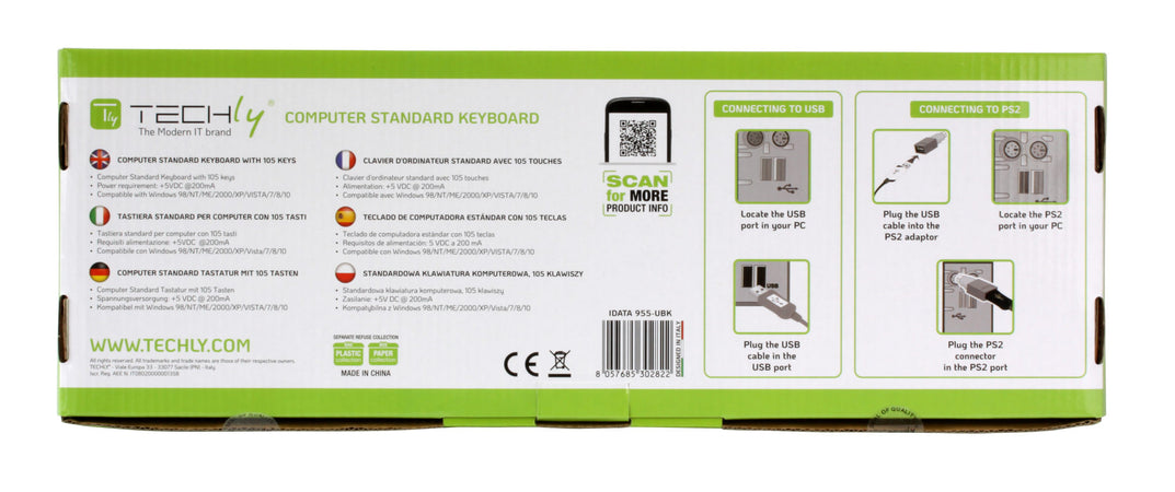 Tastiera 105 tasti USB Standard, colore Nero