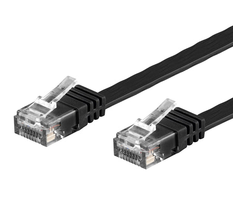 Cavo di Rete Patch Flat in Rame Cat.6A UTP 0,5m Nero