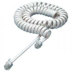 Cavo telefonico spiralato 4 mt RJ10 4P4C Bianco