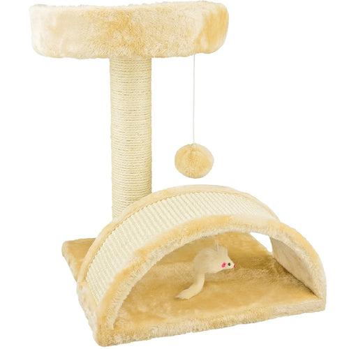Tiragraffi Per Gatti Con Gioco Pallina H 50cm Sisal Gioco Topolino Tunnel Beige