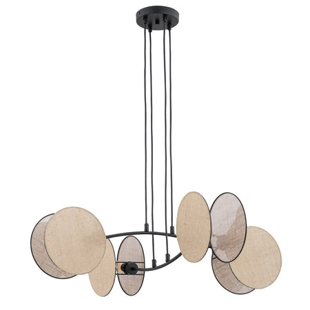 Lampada A Sospensione 4 Luci Moderna Motif In Acciaio Effetto Naturale