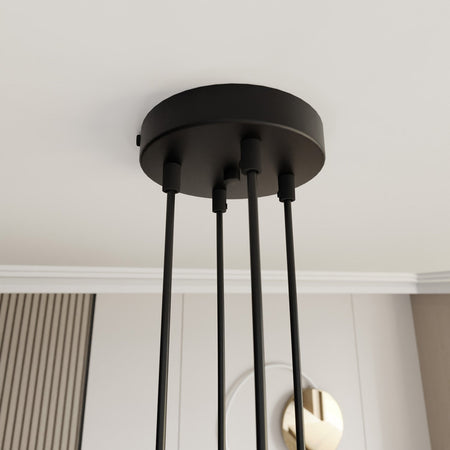 Lampada A Sospensione 4 Luci Moderna Motif In Acciaio Effetto Naturale