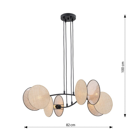 Lampada A Sospensione 4 Luci Moderna Motif In Acciaio Effetto Naturale