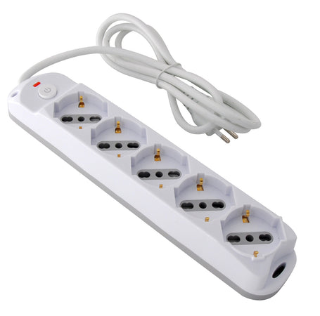Presa Multipla a 5 Posti Italiana Bipasso/Schuko Spina 10A