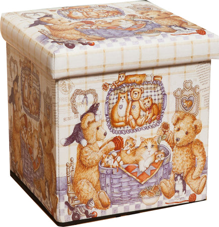 Biscottini Biscottini Pouf Contenitore Sgabello Richiudibile Ecopelle Multiuso 32x32x32