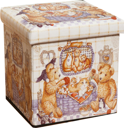 Biscottini Biscottini Pouf Contenitore Sgabello Richiudibile Ecopelle Multiuso 32x32x32