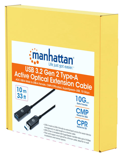 Cavo Ottico Attivo USB 3.2 Gen 2 SuperSpeed+ Active Optical Cable USB A M/F 10 metri