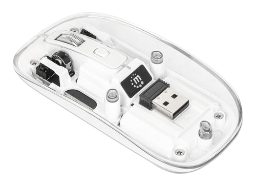 Mouse Ottico Wireless 800-1600 dpi con Micro Ricevitore USB Bianco Trasparente