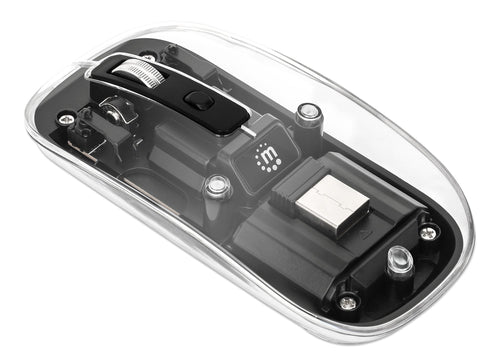 Mouse Ottico Wireless 800-1600 dpi con Micro Ricevitore USB Nero Trasparente