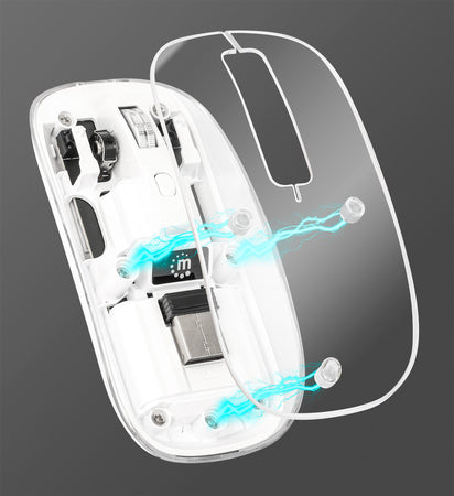 Mouse Ottico Wireless 800-1600 dpi con Micro Ricevitore USB Bianco Trasparente