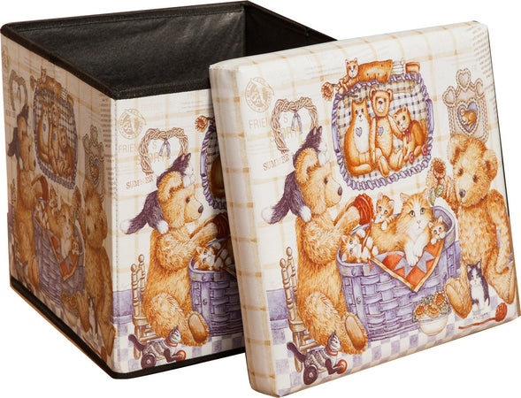 Biscottini Biscottini Pouf Contenitore Sgabello Richiudibile Ecopelle Multiuso 32x32x32