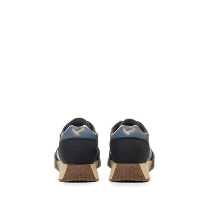 Kehnoo sneakers uomo in camoscio tessuto navy brown KM9718