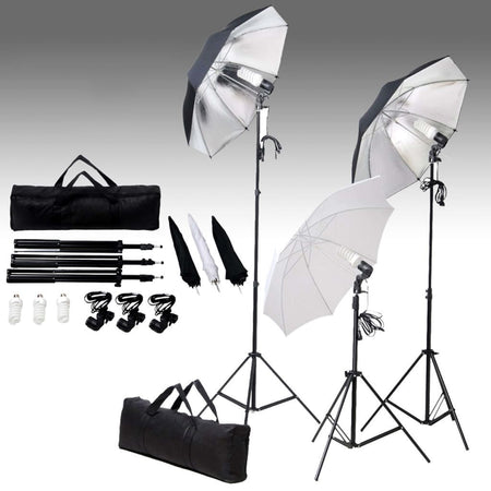 Kit per Studio Fotografico Professionale con Set di Luci e Fondale Verde