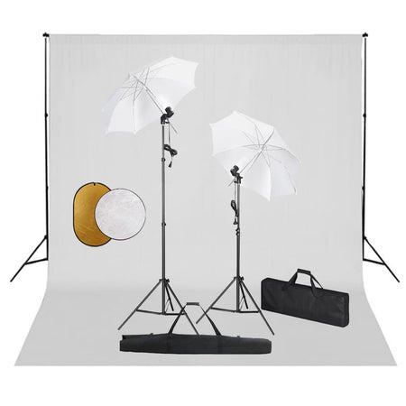 Set Completo per Studio Fotografico con Ombrelli Luci Fondale Bianco Riflettore