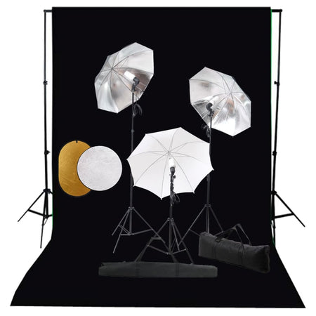 Kit Studio Fotografico con Set Luci Ombrelli Fondale e Riflettore Portatile