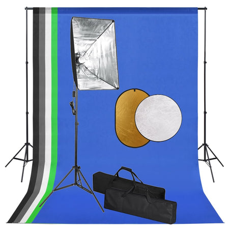Kit Studio Fotografico con Luci Softbox Fondale e Riflettore 5 in 1 Portatile