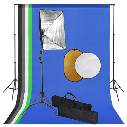 Kit Studio Fotografico con Luci Softbox Fondale e Riflettore 5 in 1 Portatile
