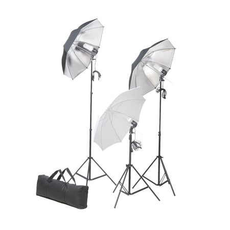 Set Completo per Studio Fotografico con Ombrelli Luci Fondale Bianco e Riflettore