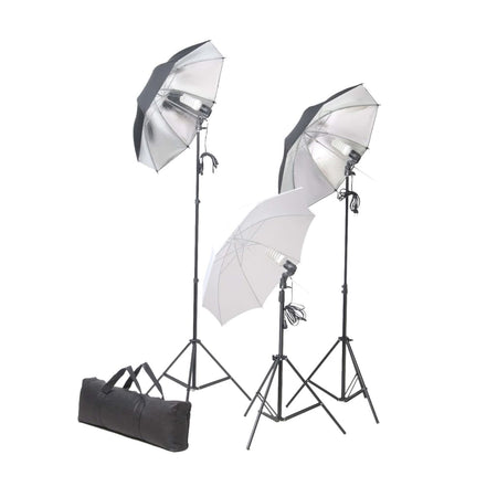 Set Completo per Studio Fotografico con Ombrelli Luci Fondale Bianco e Riflettore