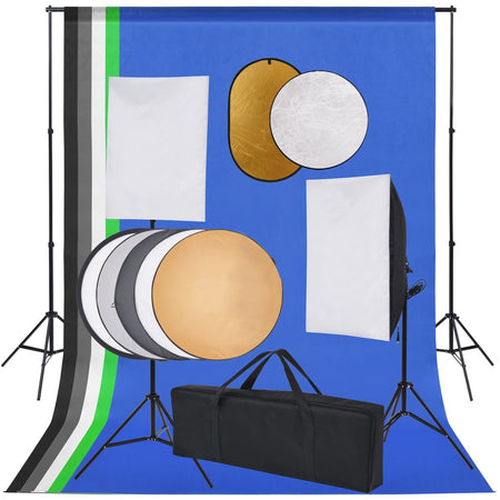 Set Completo per Studio Fotografico con Softbox Fondali Multicolore e Riflettori