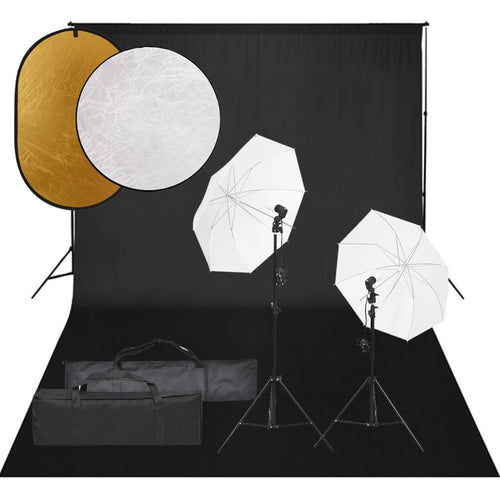 Kit Studio Fotografico con Set Luci Ombrelli Fondale e Riflettore Portatile