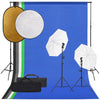 Set Completo per Studio Fotografico con Softbox Fondale Blu Verde Nero Bianco