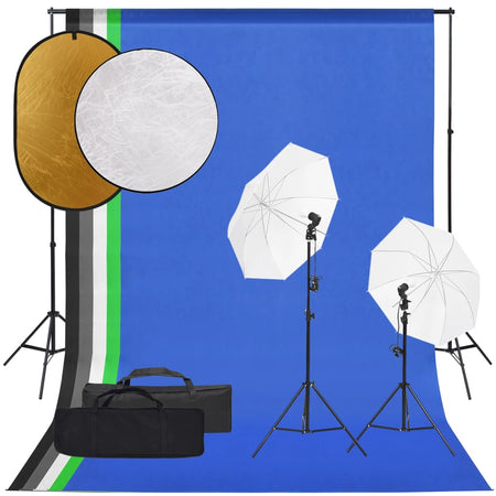Set Completo per Studio Fotografico con Softbox Fondale Blu Verde Nero Bianco