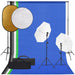 Set Completo per Studio Fotografico con Softbox Fondale Blu Verde Nero Bianco