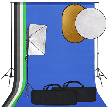 Kit per Studio Fotografico con Softbox Fondale e Riflettore 5 in 1 Portatile