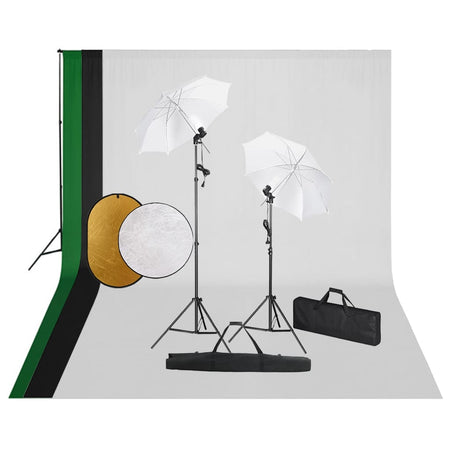 Kit Studio Fotografico con Set Luci Ombrelli Fondale Bianco e Riflettore Portatile