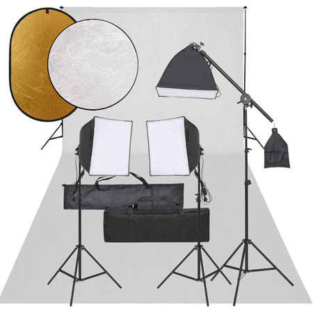 Kit Studio Fotografico con Set Luci Ombrelli Fondale e Riflettore Portatile