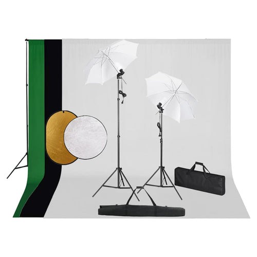 Kit Studio Fotografico con Set Luci Ombrelli Fondale e Riflettore Portatile