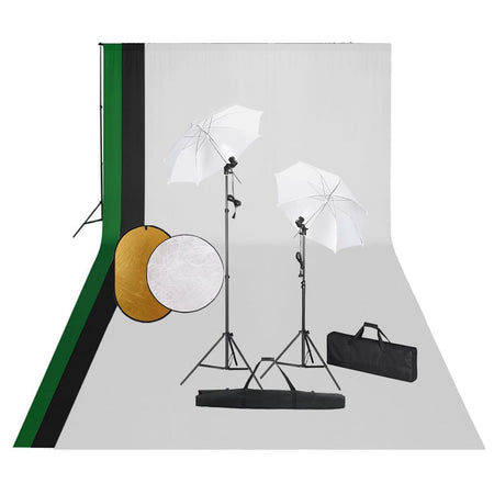 Kit Studio Fotografico con Set Luci Ombrelli Fondale e Riflettore Portatile