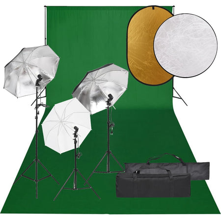 Kit Luci Softbox con Fondale Verde e Riflettore per Studio Fotografico